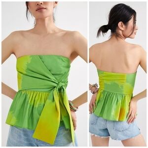 ANTHROPOLOGIE strapless peplum blouse size L